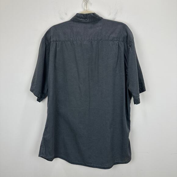 Onia Linen Blend Short Sleeve Button Down Shirt Gray Minimalist Vacation Mens XL - Picture 6 of 8